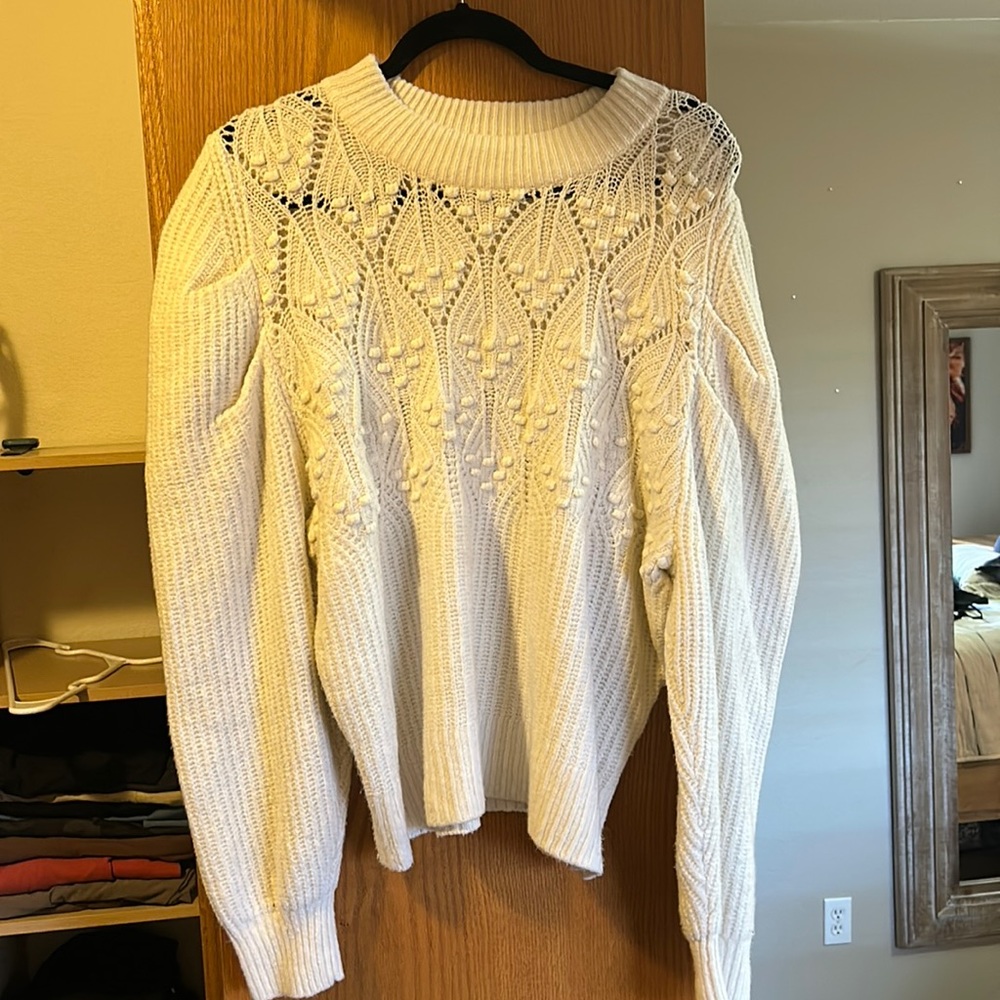 White puff sleeve cardigan
